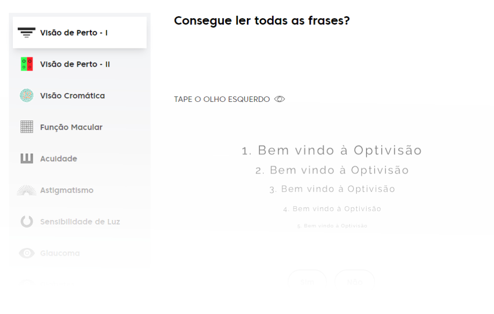 Teste de Visão Digital da Optivisão